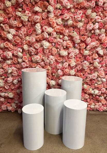 Set of 5 White Circular Plinths