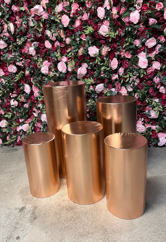 Set of 5 Rose Gold Circular Plinths