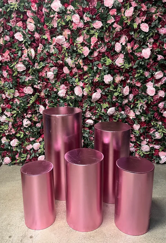 Candy Pink Metallic set of 5 circular plinths