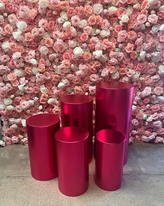 Hot Pink Metallic set of 5 circular plinths